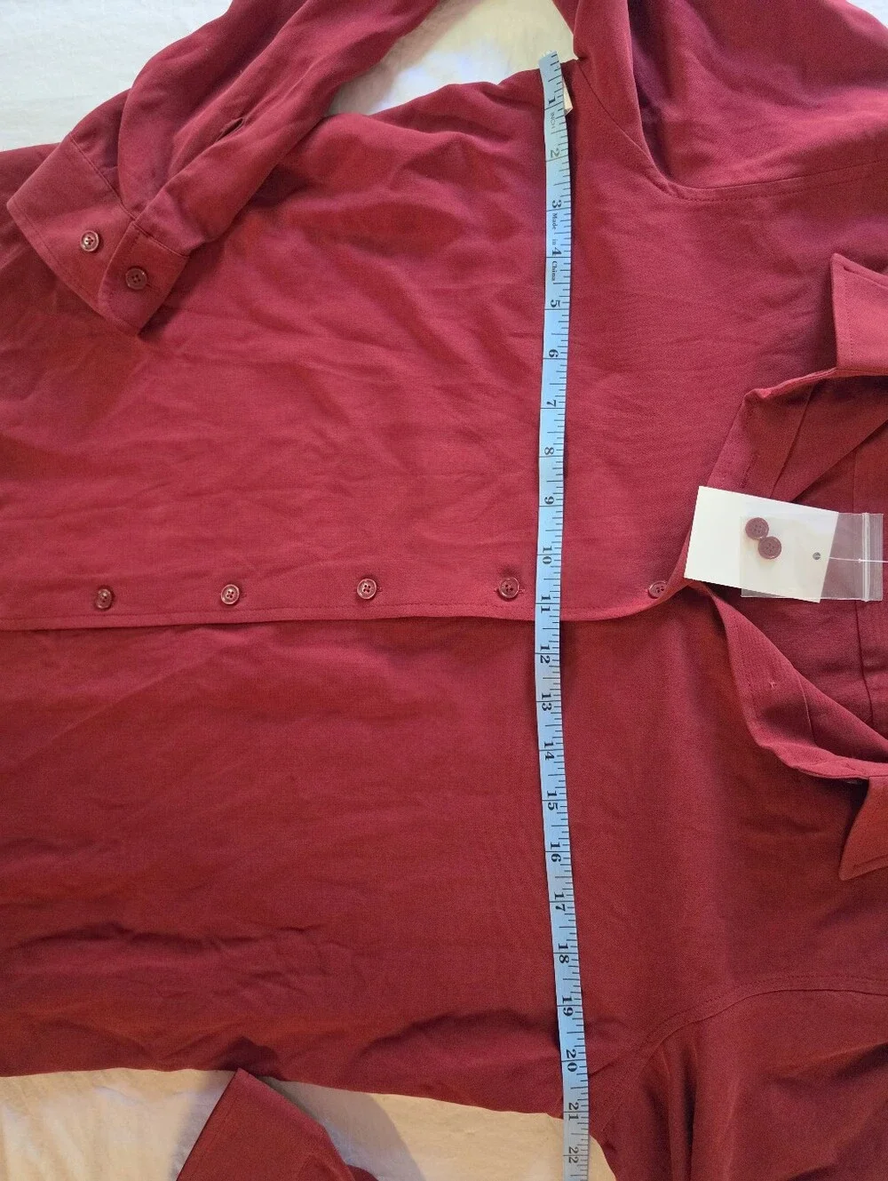 Orvis 100% Silk Cranberry Red Long Sleeve Button Down Shirt Medium - Picture 4 of 6